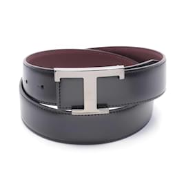 Tod's-Tod's Timeless Leather Belt-Black,Dark red