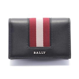 Bally-Bally Balee Business Card Case-Black,White,Dark red