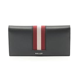 Bally-Bally Black Leather Bi-fold Long Wallet-Black