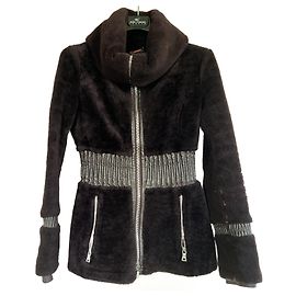 Prada Purple Lambskin Shearling Jacket 40IT Purple