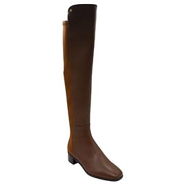 Stivale sopra il ginocchio in pelle nappa marrone caffè Stuart Weitzman, punta quadrata Marrone