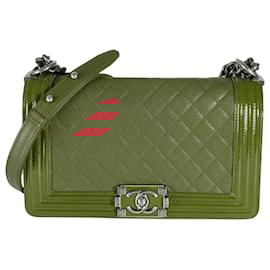 Chanel-Chanel Red Quilted Goatskin Medium Boy Bag-Red