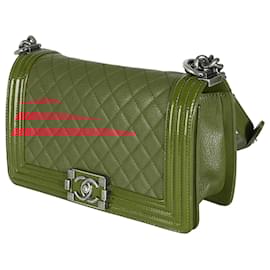 Chanel-Chanel Red Quilted Goatskin Medium Boy Bag-Red