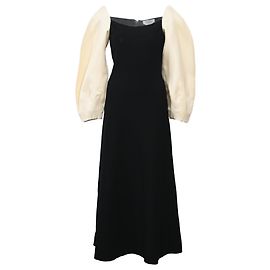 Gabriela Hearst Dee Maxi Dress in Ivory & Black Wool White Cream