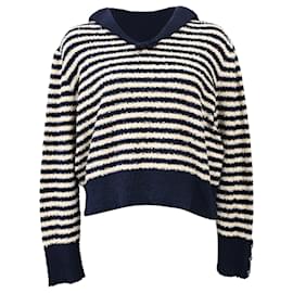 Dior-Dior Marinière Sweater with Sailor Collar and Bow in Navy Blue Cotton -Blue,Navy blue