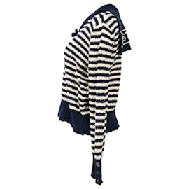 Dior-Dior Marinière Sweater with Sailor Collar and Bow in Navy Blue Cotton -Blue,Navy blue
