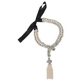 Collana decorata con nastro Dolce & Gabbana in perla bianca Bianco Crudo