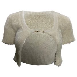 Jacquemus La Maille Neve Strick Crop Top aus weißem Polyamid Weiß