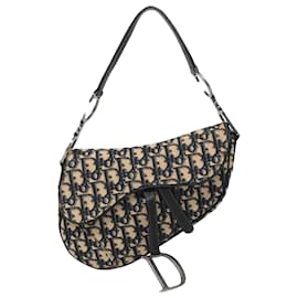 Dior-Dior Oblique Saddle Bag in Navy Blue Canvas and Leather-Blue,Navy blue