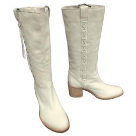 Bottes Sartore en cuir crème Crème