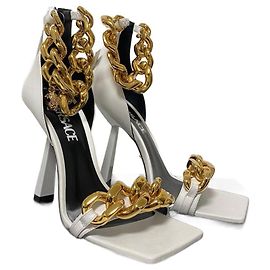 Versace Medusa Chain Sandals White Golden