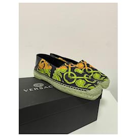 Versace-Versace Baroque Espadrillas-Black,Golden,Yellow