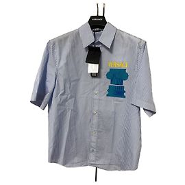 Camisa La Colonna de Versace Blanco Azul Azul claro