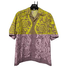 Versace-Camisa Barocco Versace-Bege,Amarelo