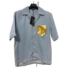 Camisa de denim Versace Branco Azul claro