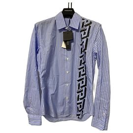 Camicia Greca di Versace Bianco Blu chiaro