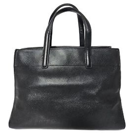 Borsa tote a tre tasche Prada Saffiano Soft nera Nero