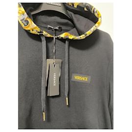 Versace-Versace Barocco Hoodie-Black,Yellow