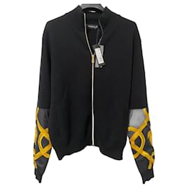 Versace-Versace Zip Sweatshirt-Black,Golden,Yellow