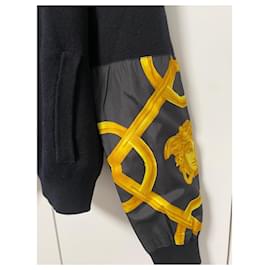 Versace-Versace Zip Sweatshirt-Black,Golden,Yellow