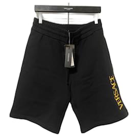 Versace-Versace Logo Sweatshorts-Black,Golden,Yellow