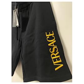 Versace-Versace Logo Sweatshorts-Black,Golden,Yellow