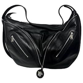 Versace-Versace Hobo Repeat Shouder Bag-Black