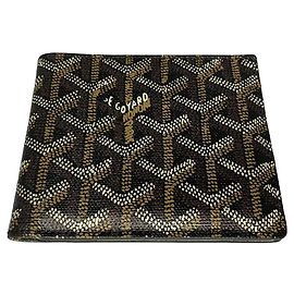 Goyard Leather Bi Fold Wallet Black Monogram Black