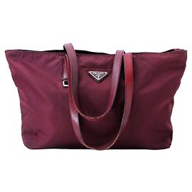 Prada Red Leather Tote Bag Red