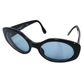 Occhiali da sole Chanel neri e dorati in plastica Nero D'oro