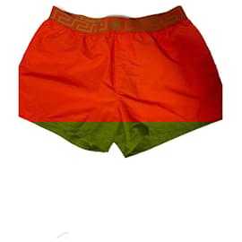 Versace-Versace Greca Border Swimshorts-Orange