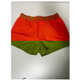Versace-Versace Greca Border Swimshorts-Orange
