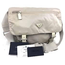 Prada Nylon Shoulder Bag Silver Grey Silvery Grey