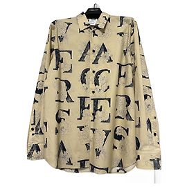 Camicia in cotone Versace Bianco Giallo Blu navy