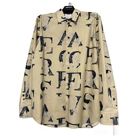 Camisa de algodón Versace Blanco Amarillo Azul marino