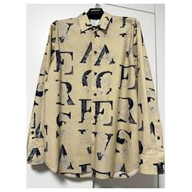 Versace-Versace Cotton Shirt-White,Yellow,Navy blue