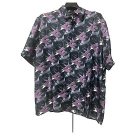 Fendi FF Block Silk Shirt Blue Purple Multicolor Blue Multiple colors Purple