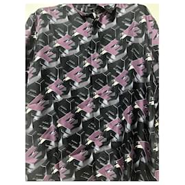 Fendi-Fendi Silk Shirt-Blue,Multiple colors,Purple