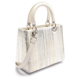 Dior Lady Dior Leather Handbag White/Silver/Gold White