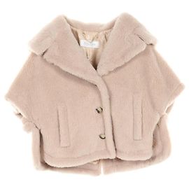 Max Mara Wool Silk Alpaca Teddy Poncho Beige