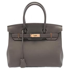 Hermès-Sac à main Hermes Birkin 30 Gris Meyer Togo-Gris