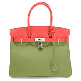 Hermès-Sac à main en cuir Hermès Birkin 30 rouge-Rouge