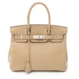 Hermès-Sac à main Hermès Birkin 30 en cuir Togo-Beige