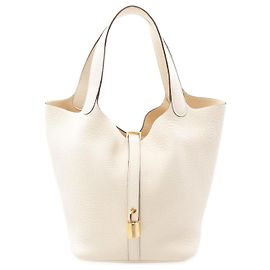 Hermès Bolso Hermes Picotin Lock MM Blanco Blanco