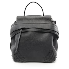 Tod's-Tod's Leather Wave Backpack Black-Black