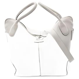 Tod's-Tod's Leather Di Swing Tote Bag-Grey