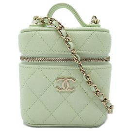 Chanel Caviar Vanity Chain Shoulder Bag Green Green