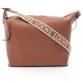 Loewe CUBI Leather Shoulder Bag Brown Brown