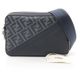 Fendi Diagonal Camera Case Zucca Shoulder Bag Blue