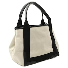 Balenciaga-Balenciaga Navy Cabas S Canvas Leather Tote-Black